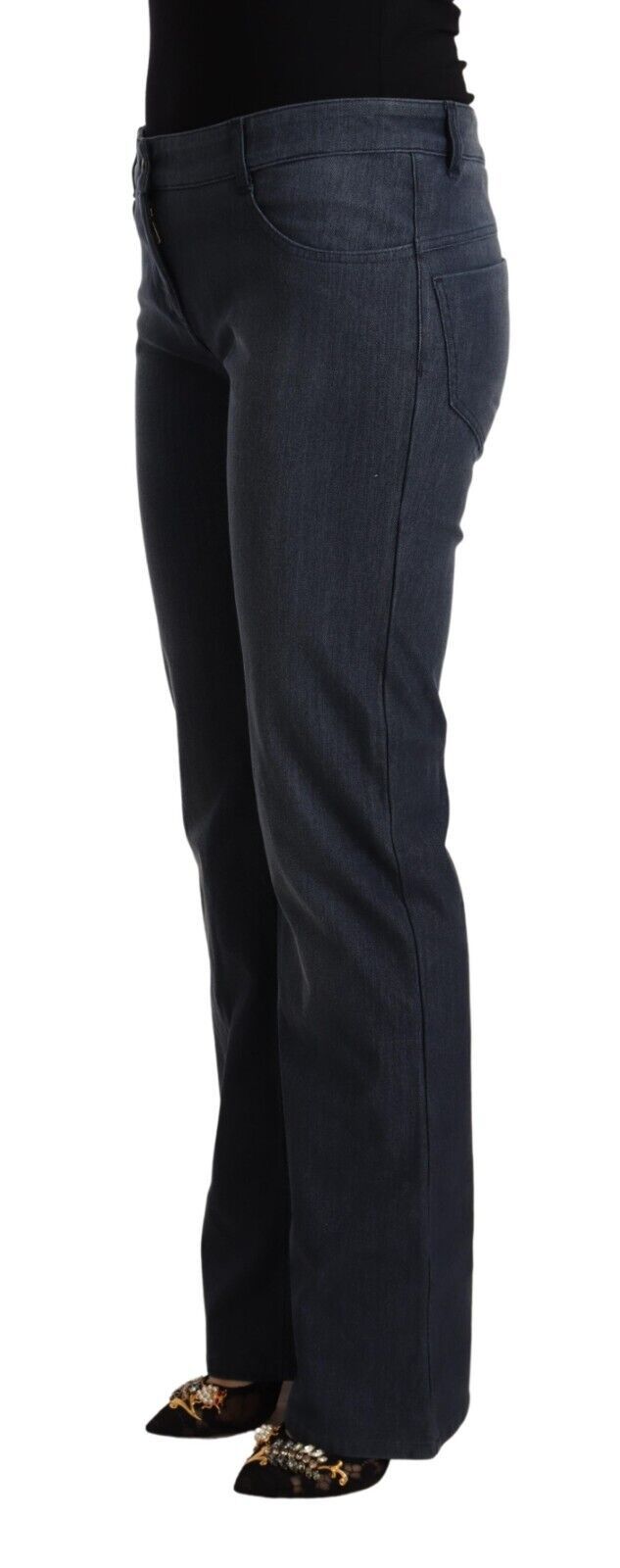 Dunkelblaue Straight-Denim-Jeans aus Baumwolle