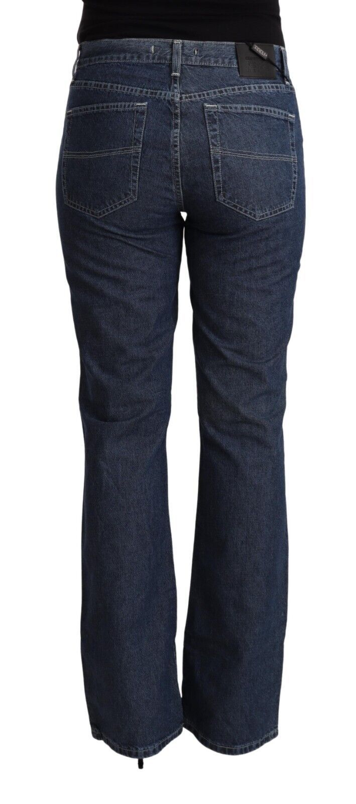 Blaue Schlagjeans aus Baumwolle mit mittlerer Taille