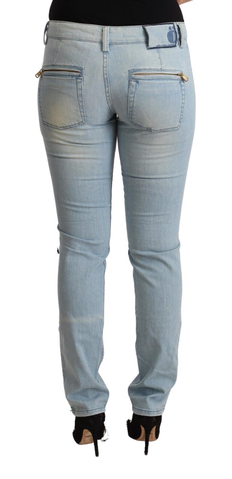 Hellblaue Slim Fit-Jeans aus Baumwolle mit mittlerer Taille