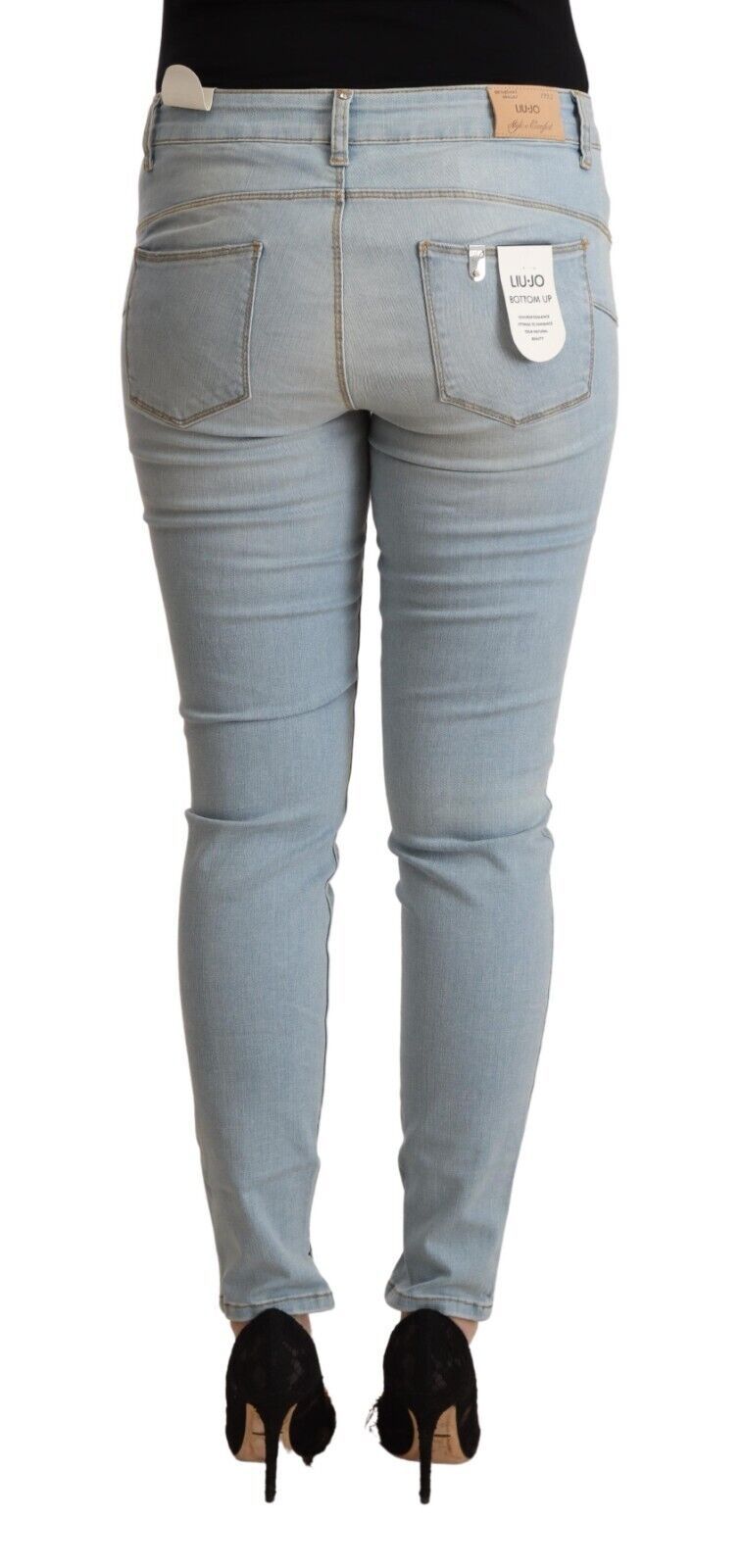 Hellblaue Slim Fit-Jeans aus Baumwolle mit mittlerer Taille