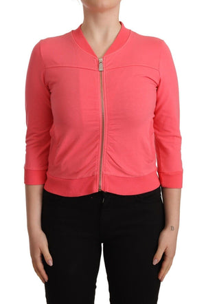 Rosa Pullover mit 3/4-Ärmeln und Reißverschluss