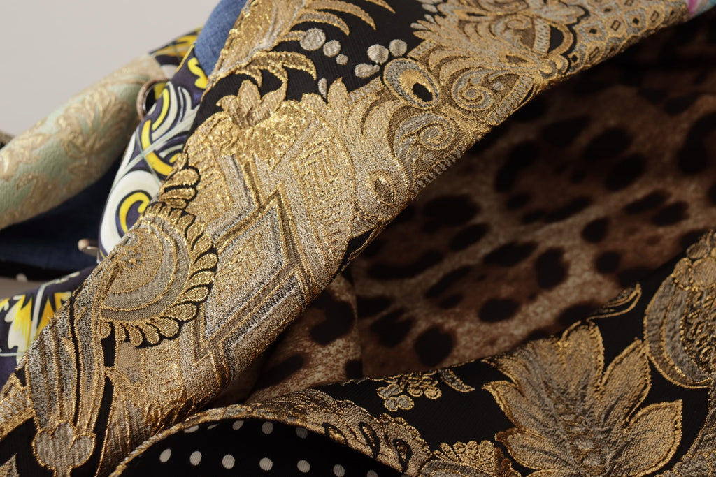 Mehrfarbige, zweireihige Blazerjacke aus Patchwork-Jacquard