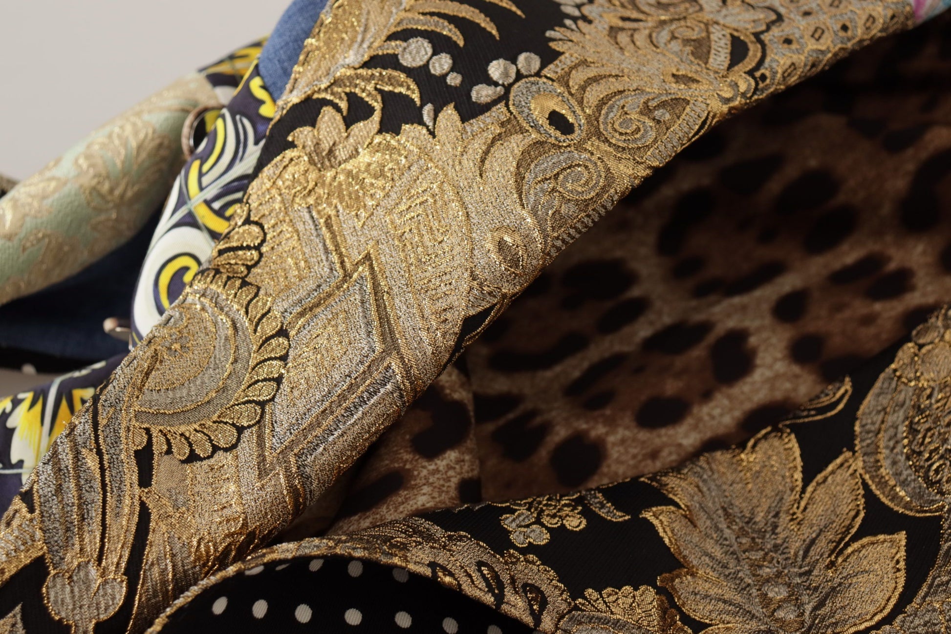 Mehrfarbige, zweireihige Blazerjacke aus Patchwork-Jacquard