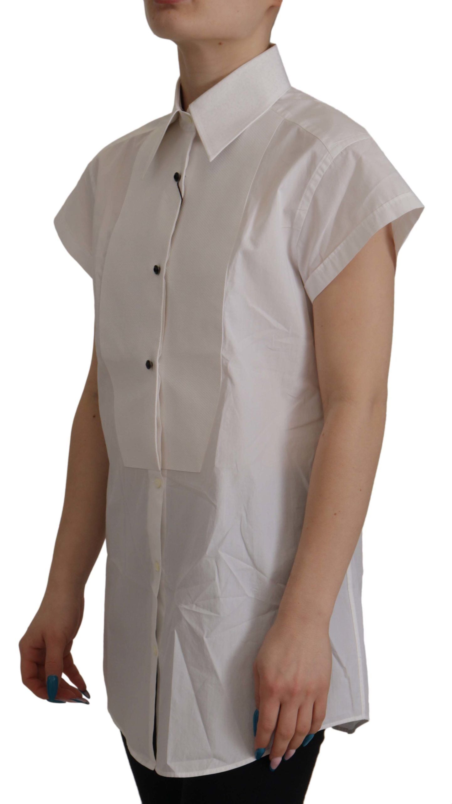 Weißes ärmelloses Smoking-Bluse-Top