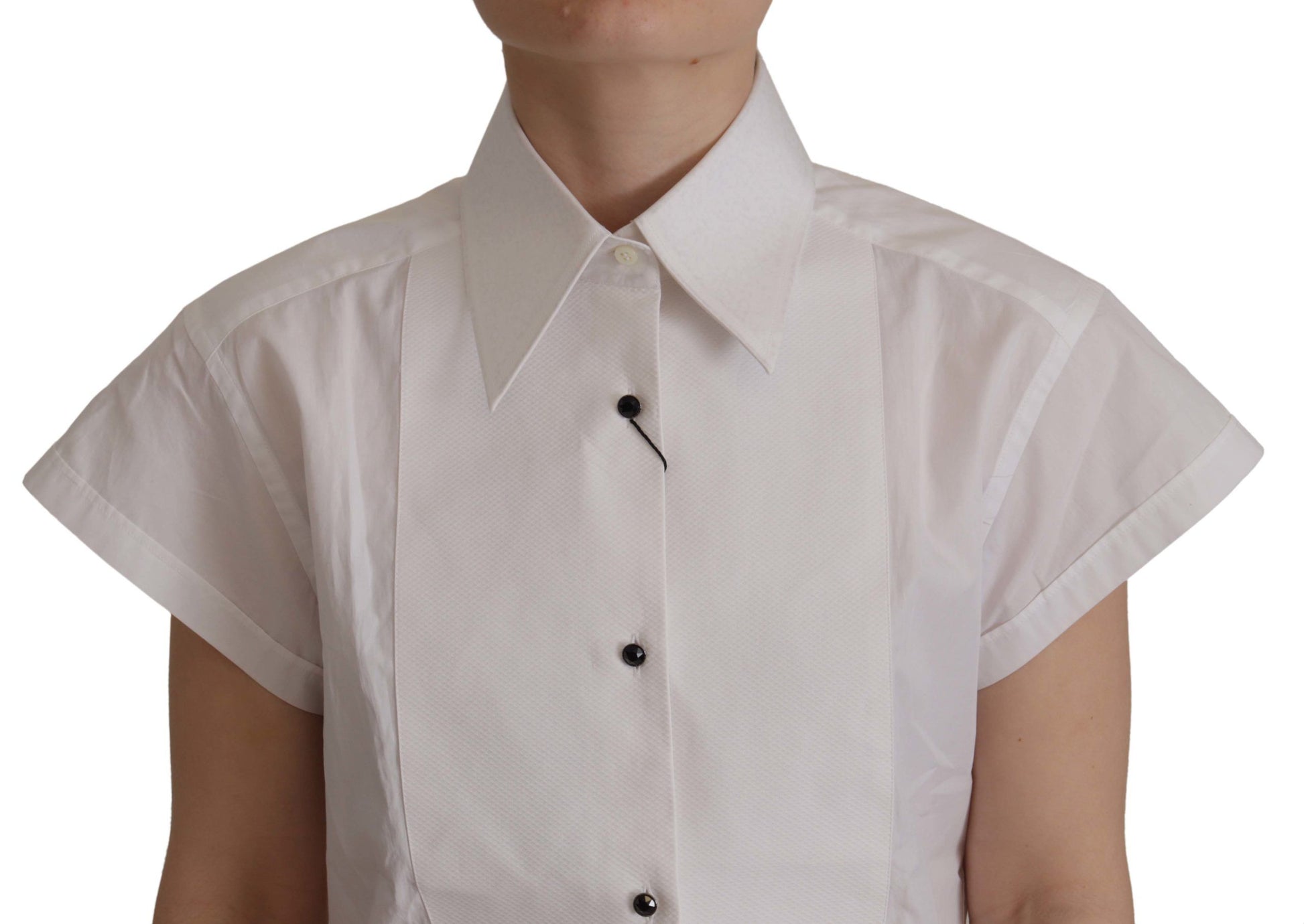 Weißes ärmelloses Smoking-Bluse-Top
