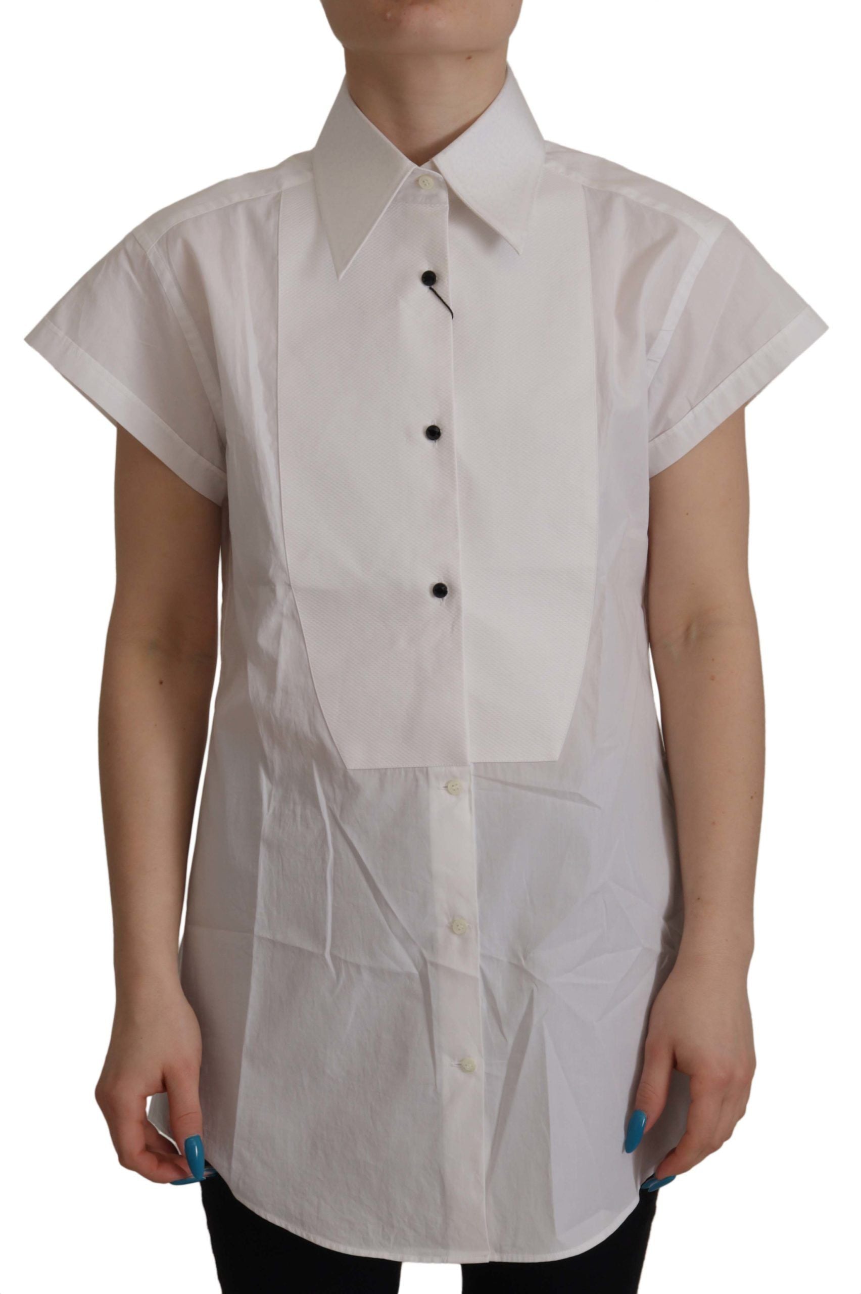 Weißes ärmelloses Smoking-Bluse-Top