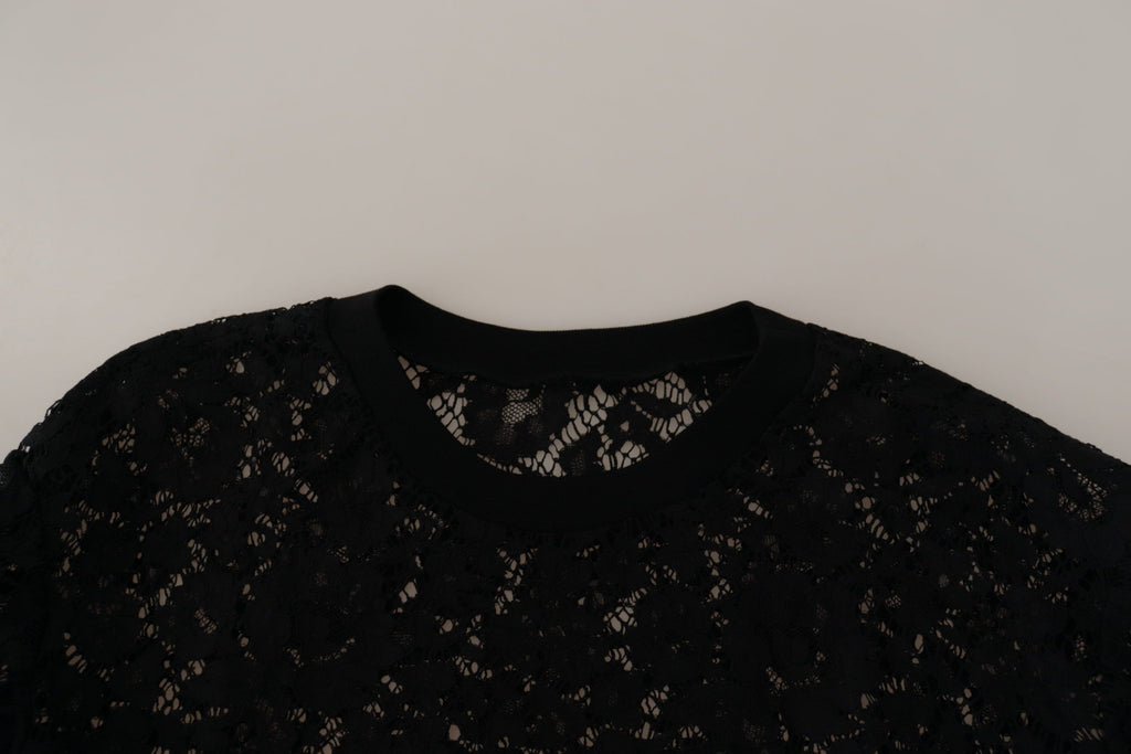 Schwarze Bluse mit floraler Spitze und Pullover „Sicily“