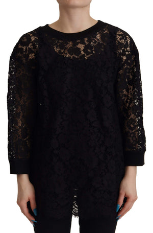 Schwarze Bluse mit floraler Spitze und Pullover „Sicily“