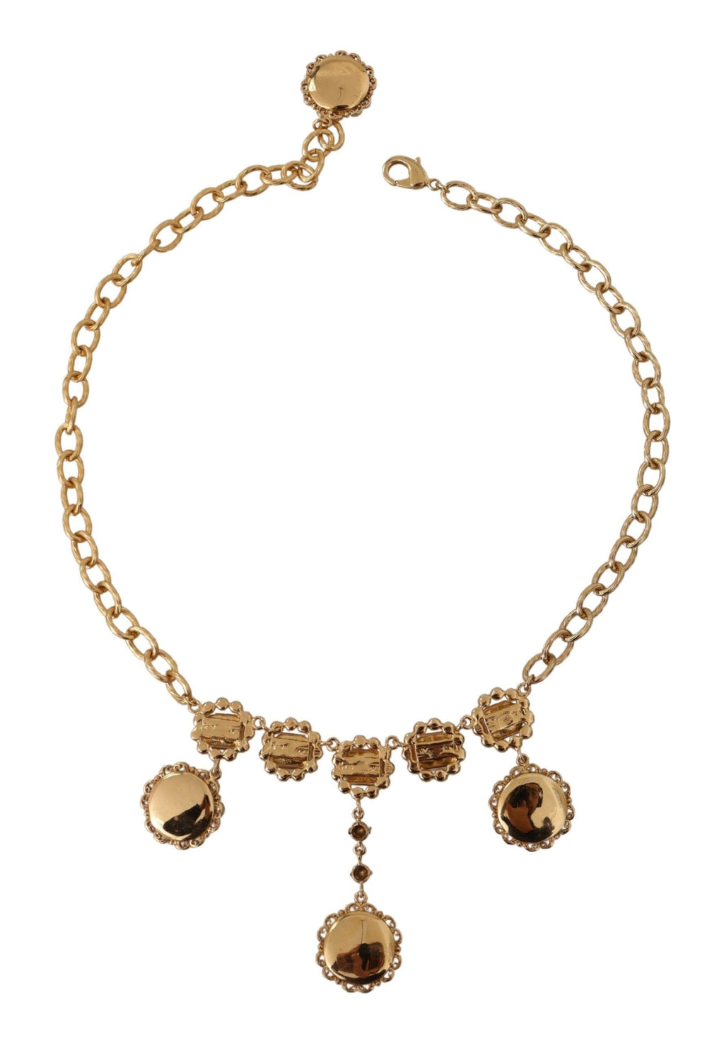 Statement-Halskette mit goldener Uhr und Kristallen