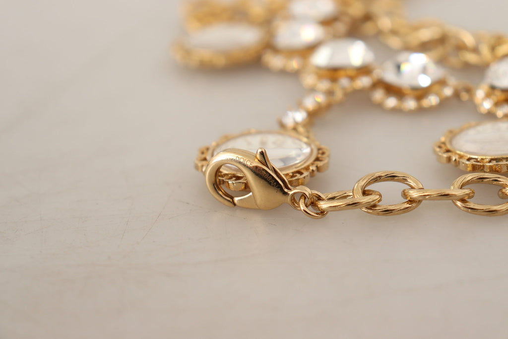 Statement-Halskette mit goldener Uhr und Kristallen