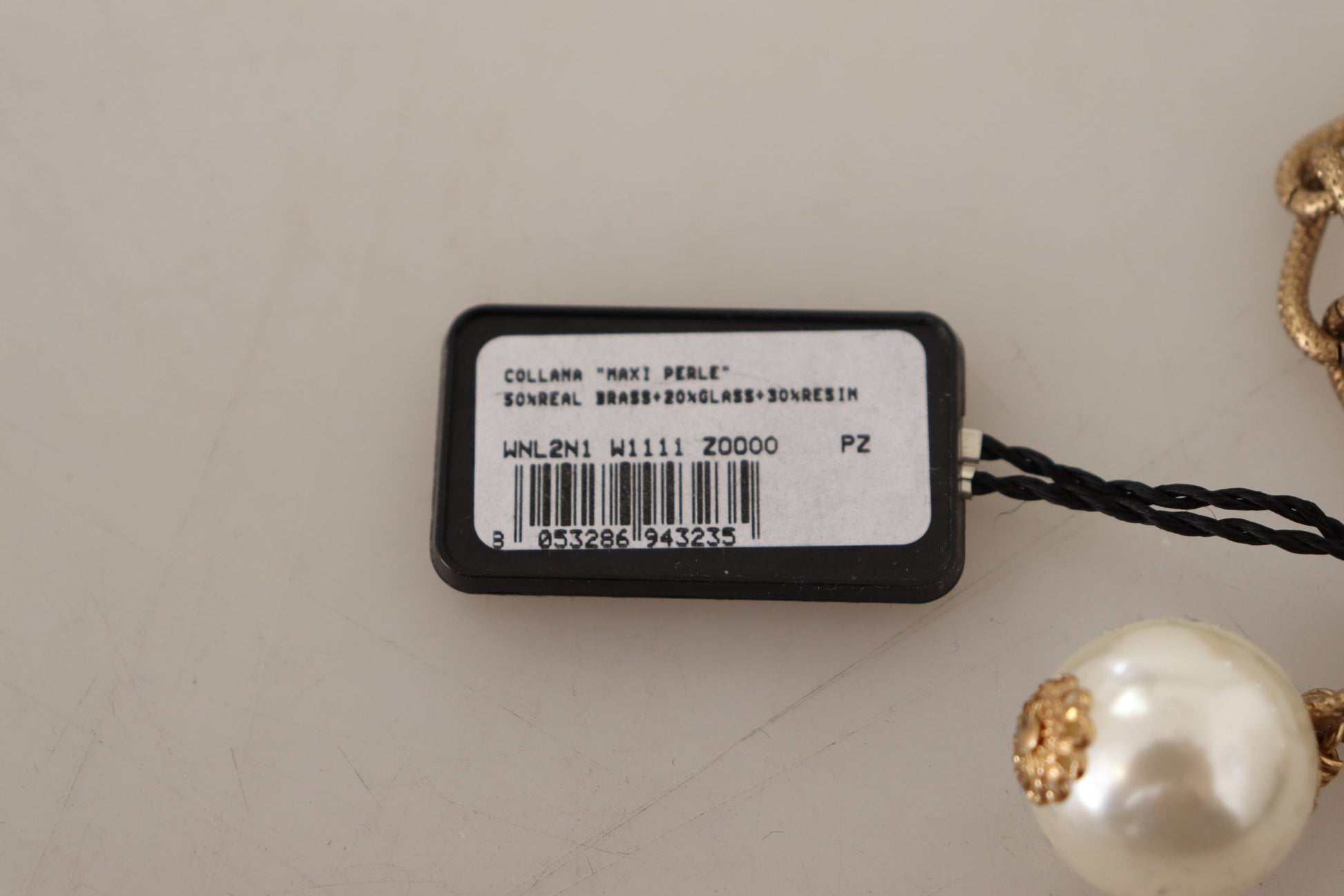 Gold Messing Weiß Maxi Faux Perlen Perlen Kristalle Halskette