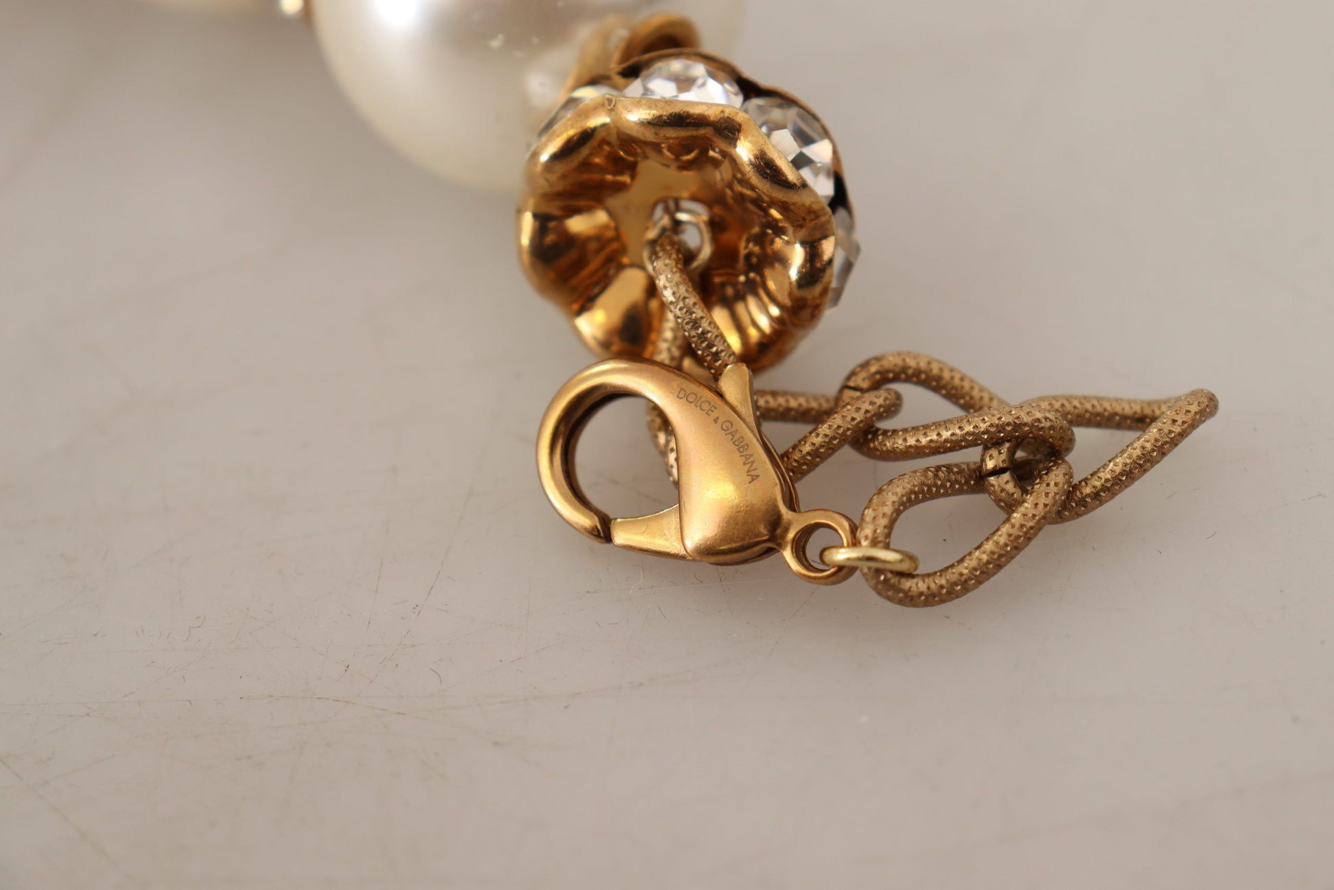 Gold Messing Weiß Maxi Faux Perlen Perlen Kristalle Halskette