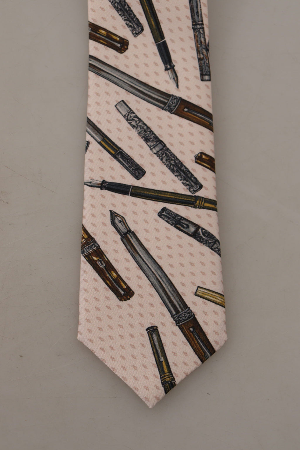 Verstellbare Krawatte aus 100 % Seide mit rosa Stift-Punkt-Print
