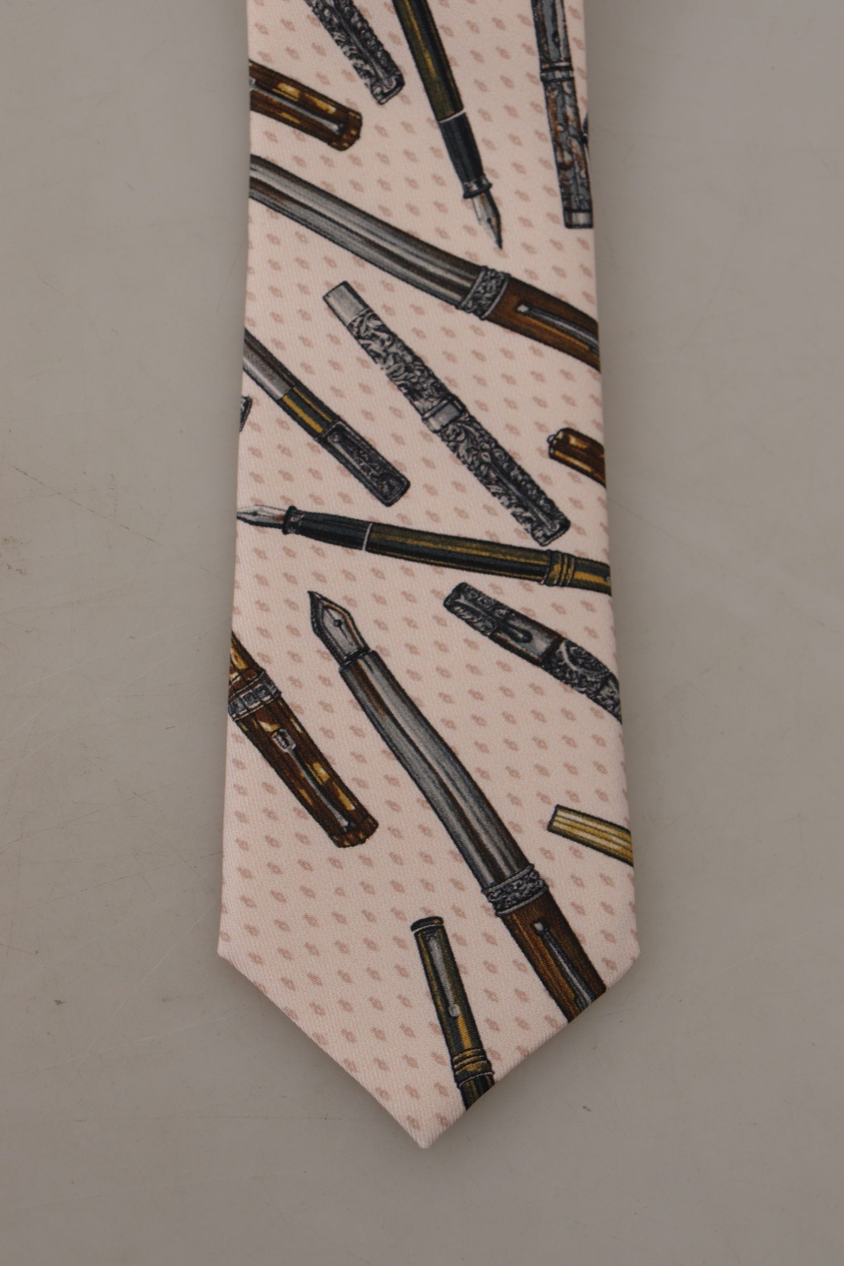 Verstellbare Krawatte aus 100 % Seide mit rosa Stift-Punkt-Print