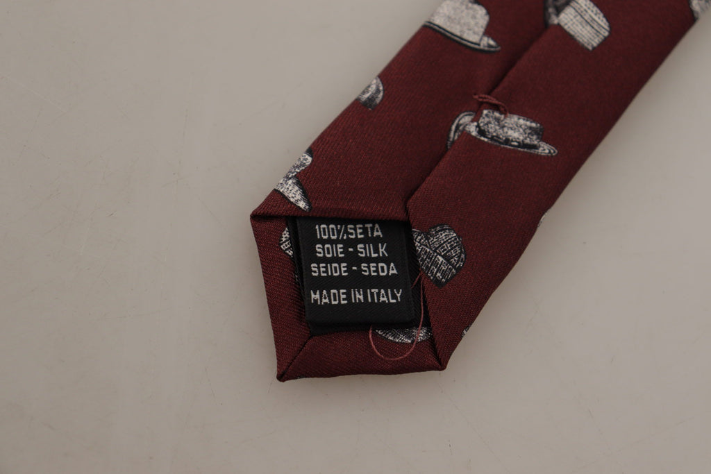 Kastanienbraunes Hutmuster, 100 % Seide, verstellbare Accessoire-Krawatte