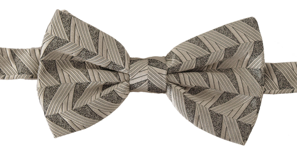 Graue Papillon-Fliege aus 100 % Seide mit verstellbarem Hals