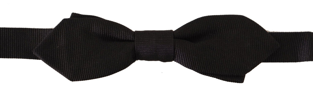 Black Solid 100% Silk Adjustable Neck Papillon Tie