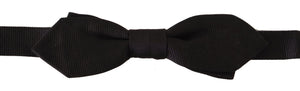 Schwarze, einfarbige, verstellbare Papillon-Krawatte aus 100 % Seide