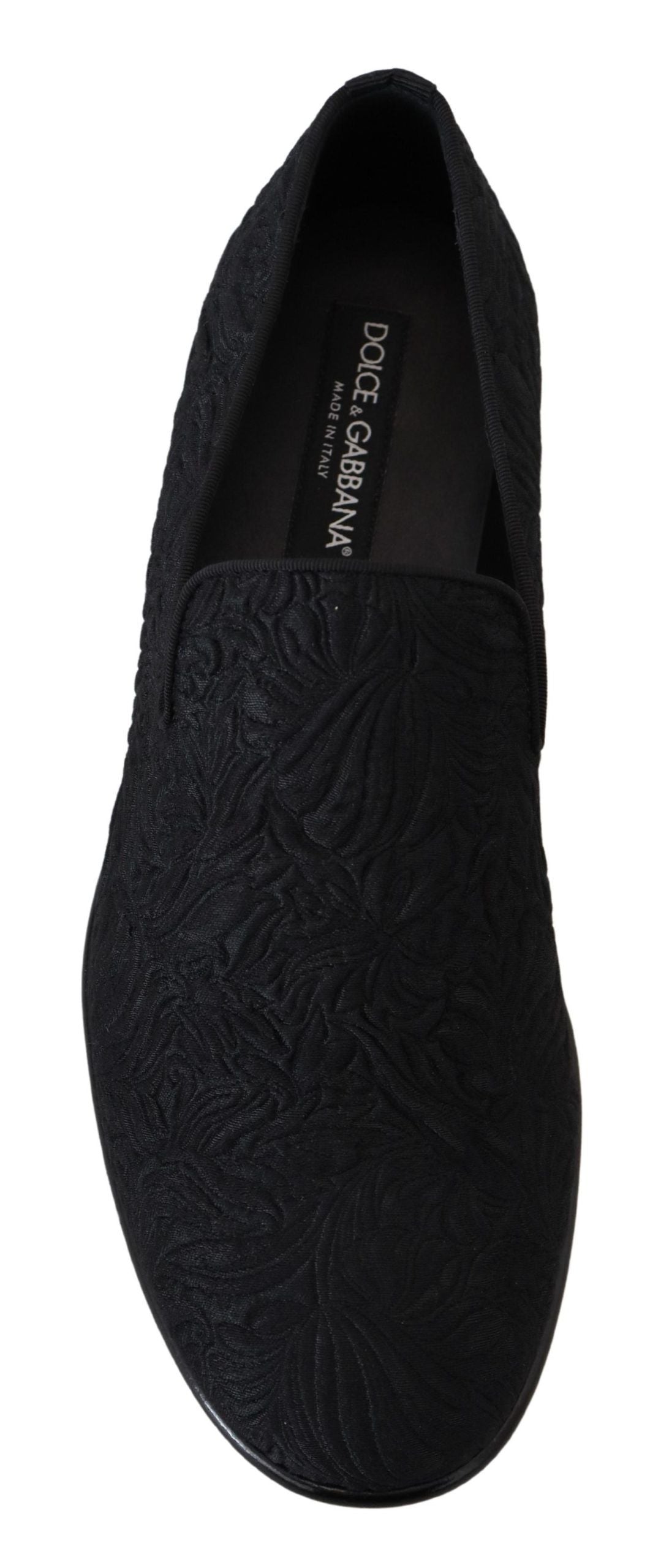 Schwarze Jacquard-Hausschuhe mit Blumenmuster