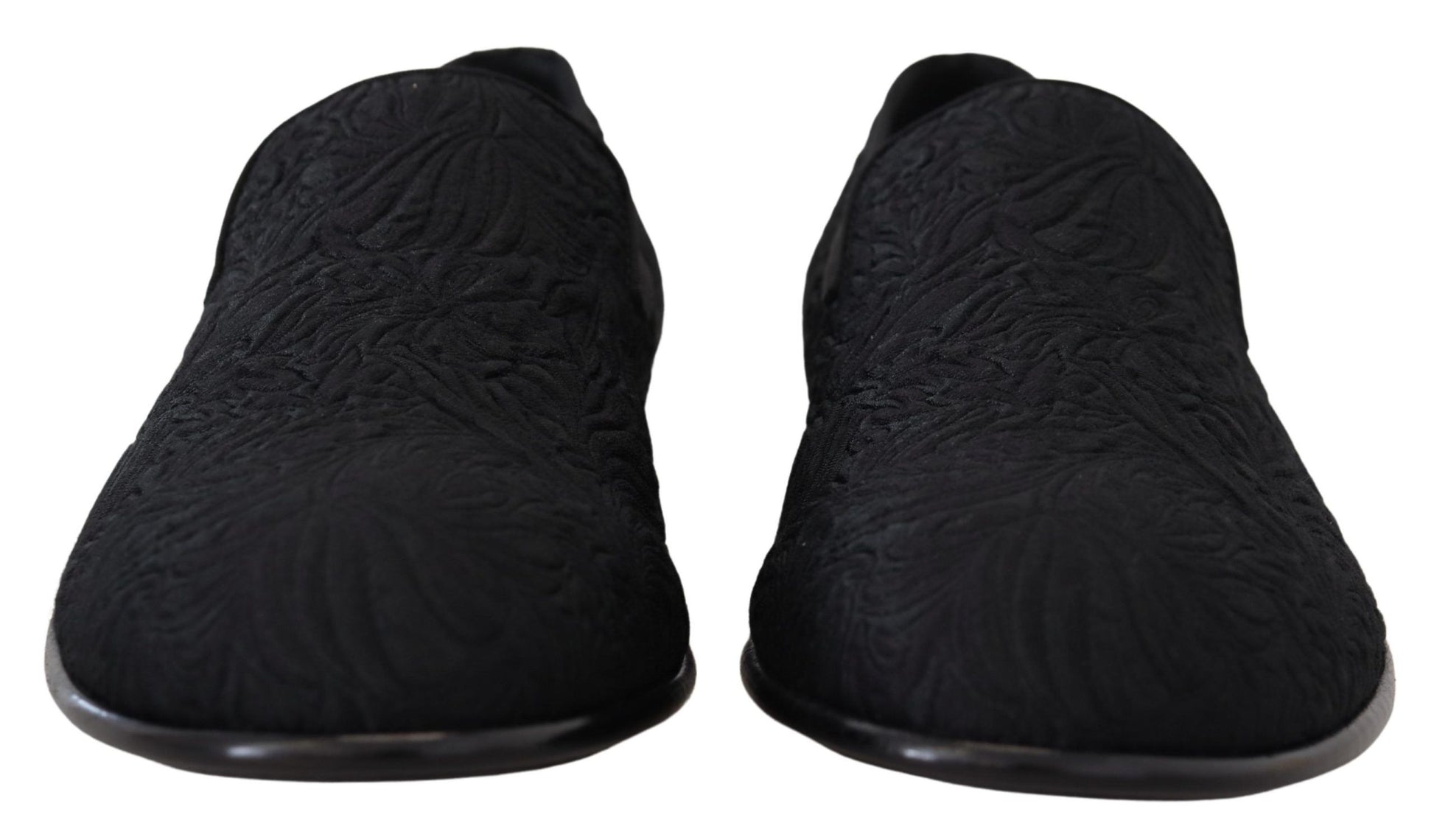 Schwarze Jacquard-Hausschuhe mit Blumenmuster