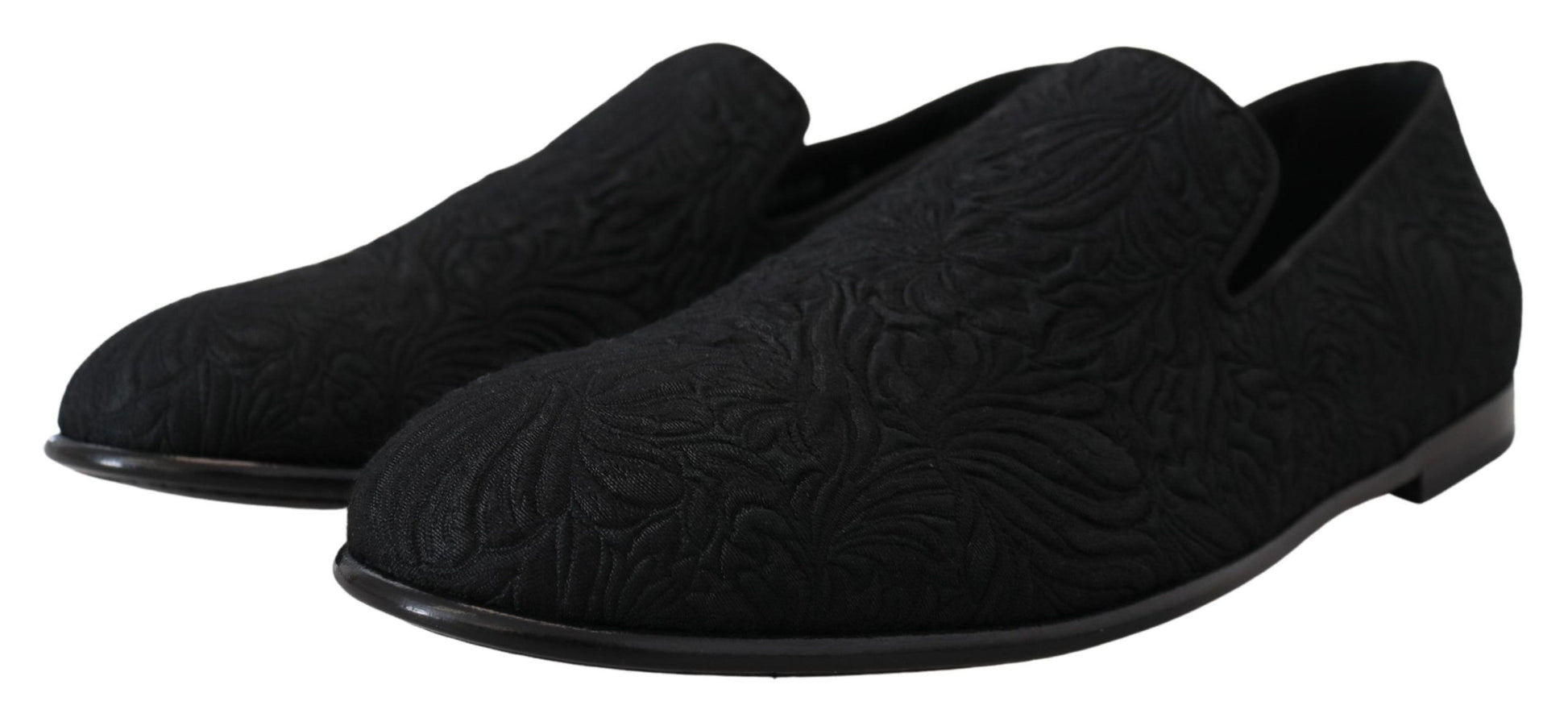 Schwarze Jacquard-Hausschuhe mit Blumenmuster