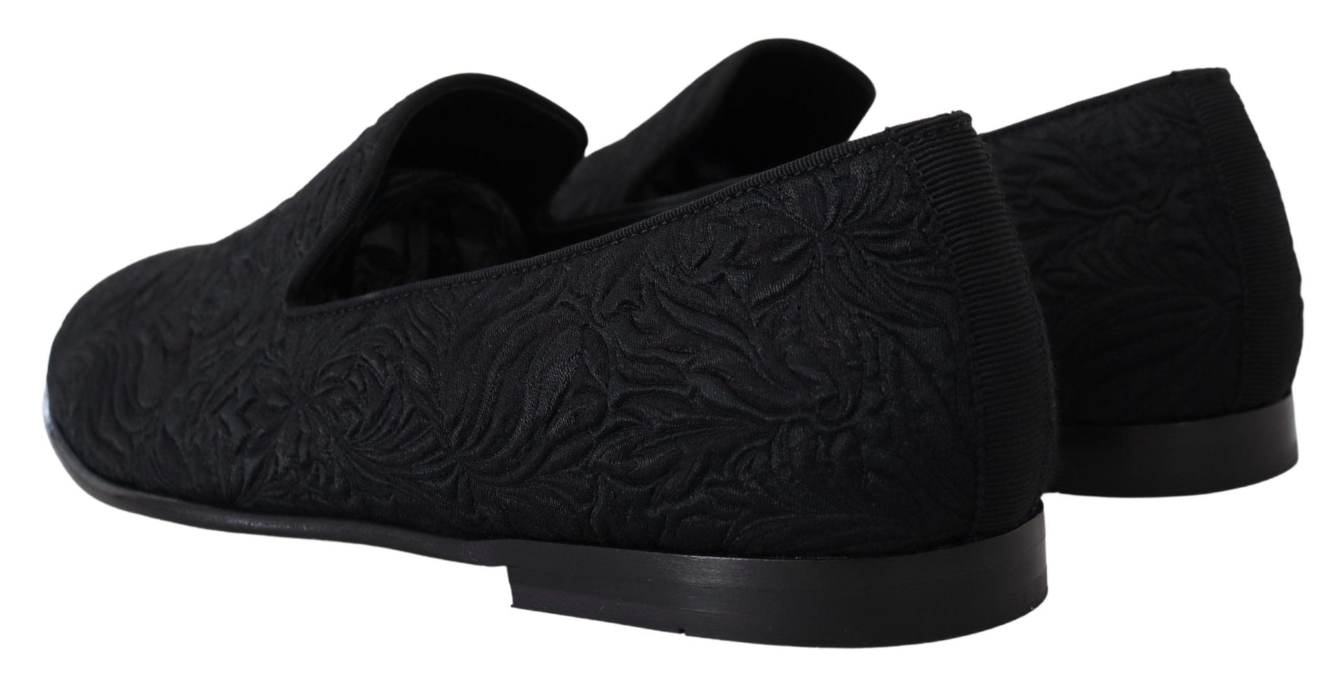 Schwarze Jacquard-Hausschuhe mit Blumenmuster