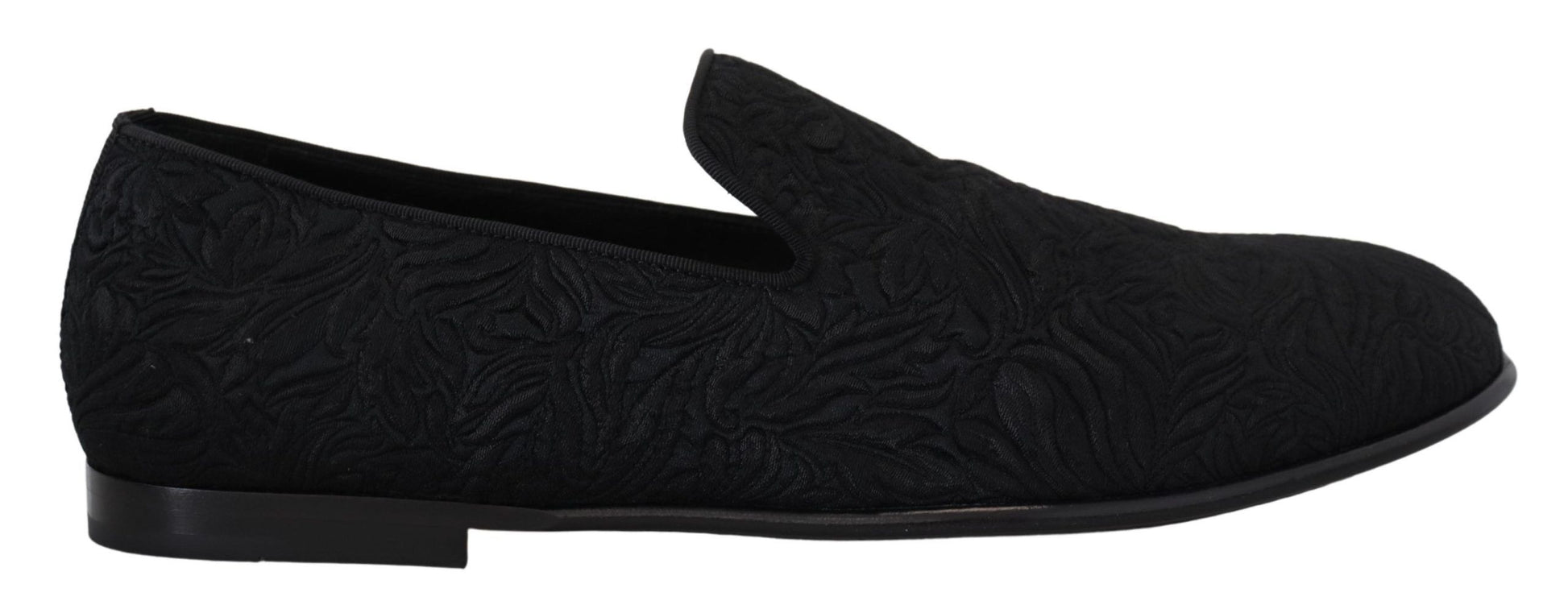Schwarze Jacquard-Hausschuhe mit Blumenmuster