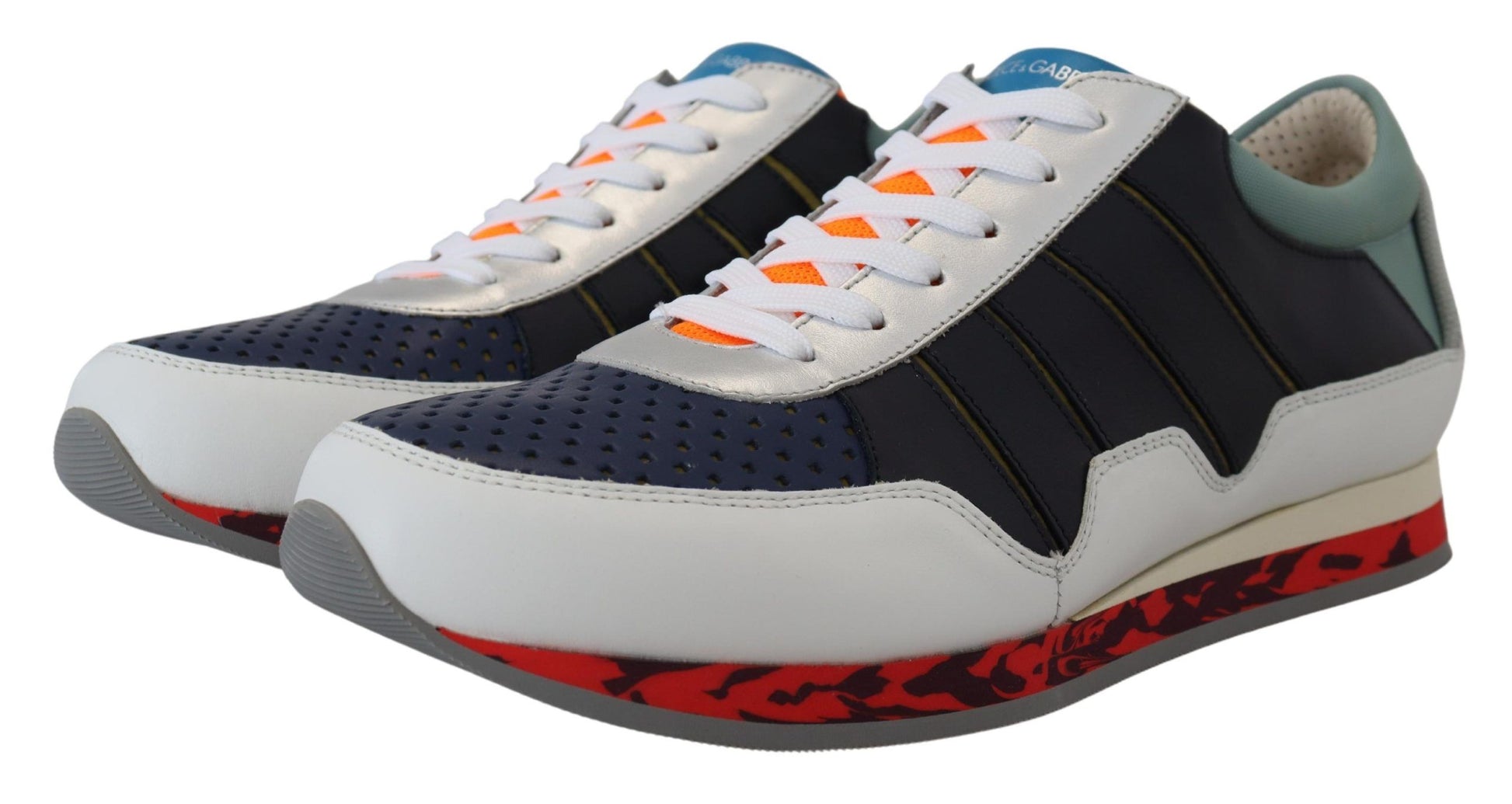 Mehrfarbige niedrige Sport-Sneakers aus Leder