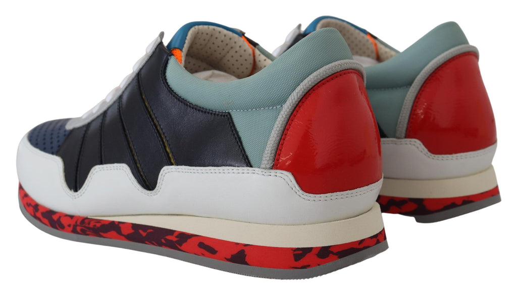 Mehrfarbige niedrige Sport-Sneakers aus Leder