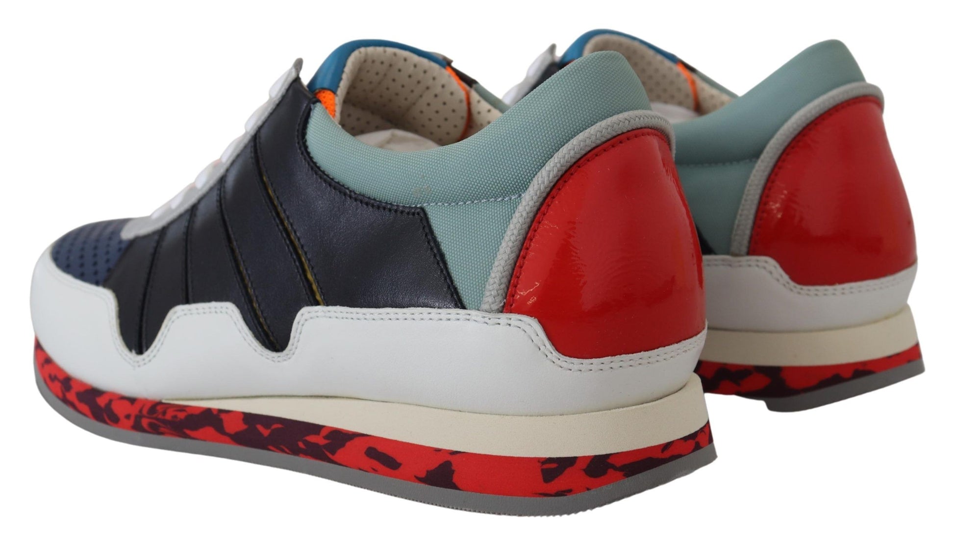 Mehrfarbige niedrige Sport-Sneakers aus Leder