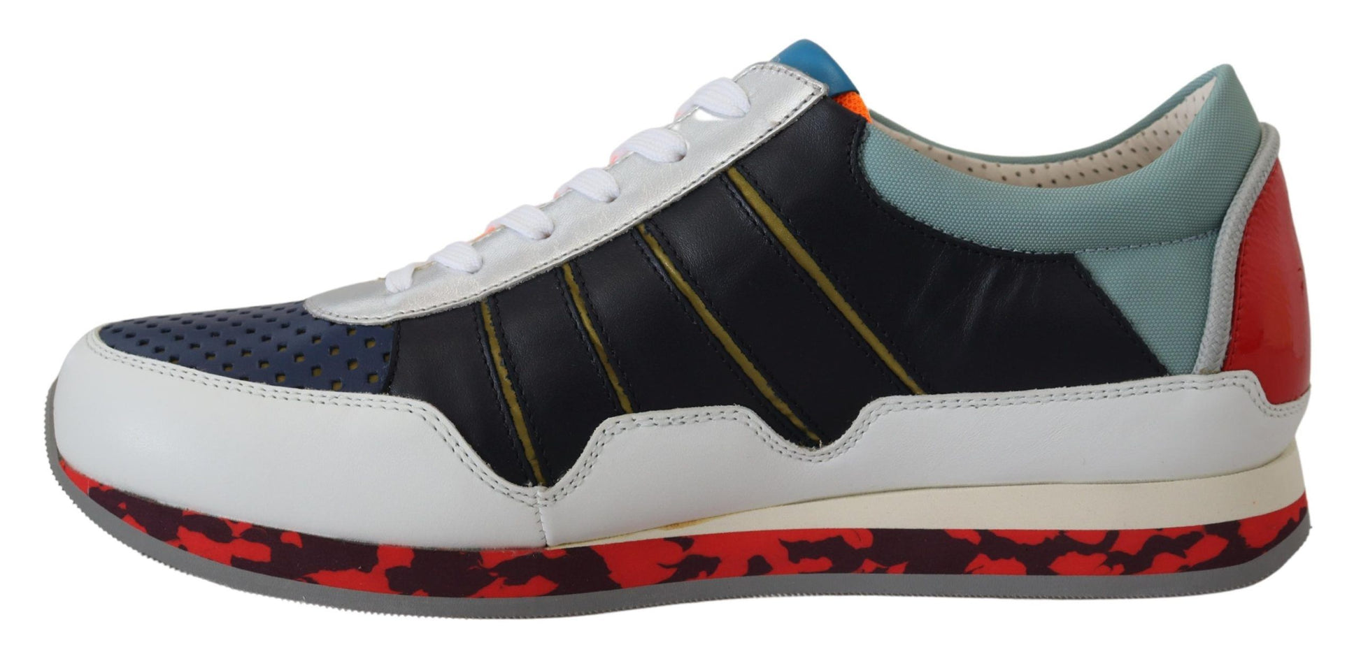 Mehrfarbige niedrige Sport-Sneakers aus Leder