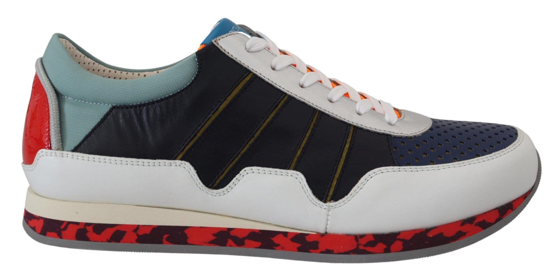 Mehrfarbige niedrige Sport-Sneakers aus Leder