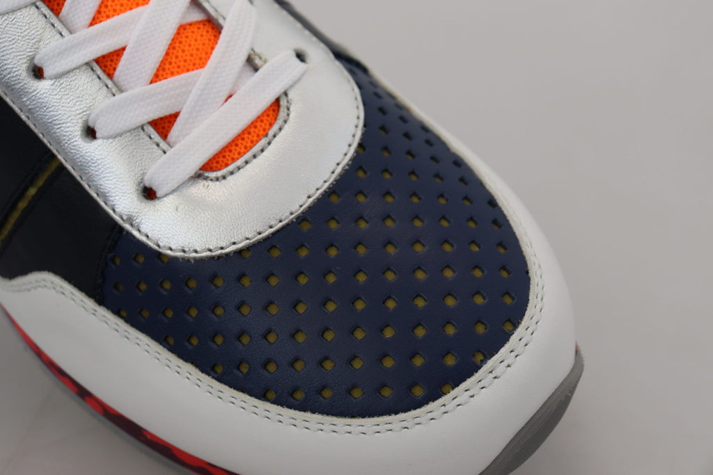 Mehrfarbige niedrige Sport-Sneakers aus Leder