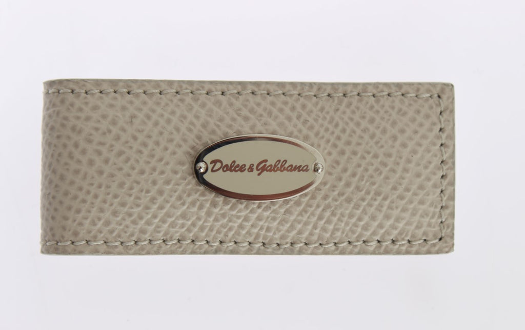 Beigefarbene Geldklammer aus Leder mit Magnet