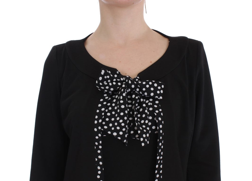 Schwarzes Stretch-Etuikleid und Pullover-Set