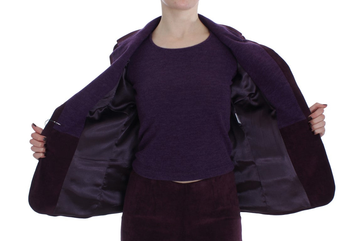 Lilafarbenes Anzug-T-Shirt-Set aus Wolle