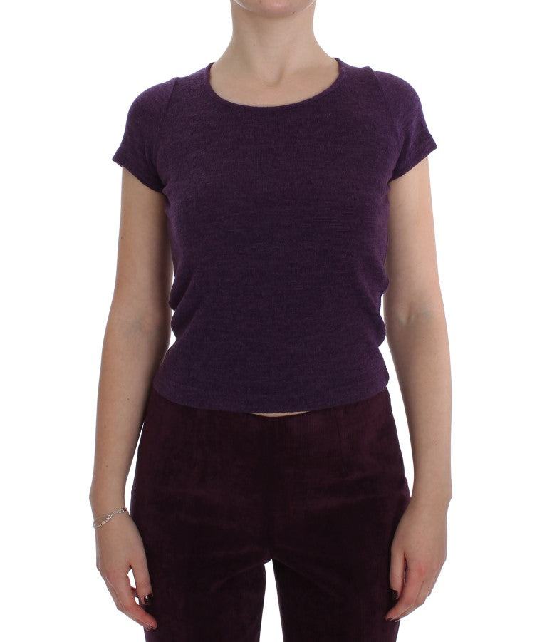 Lilafarbenes Anzug-T-Shirt-Set aus Wolle