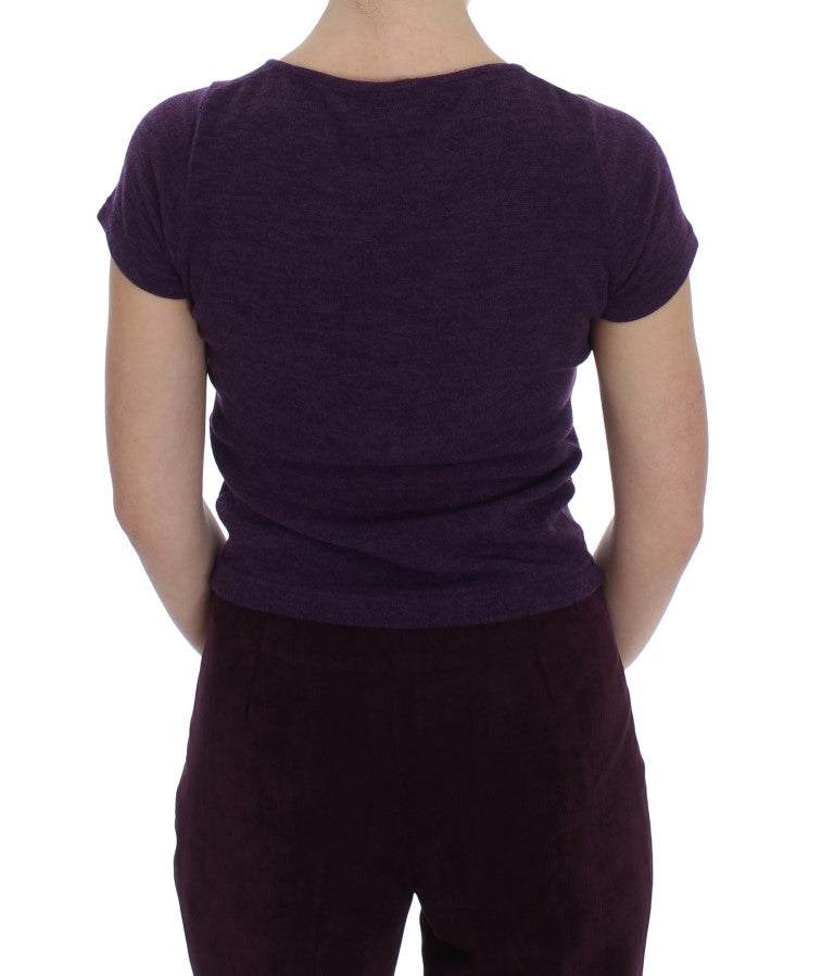 Lilafarbenes Anzug-T-Shirt-Set aus Wolle