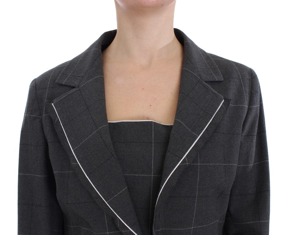 Graues Stretch-Etuikleid-Set
