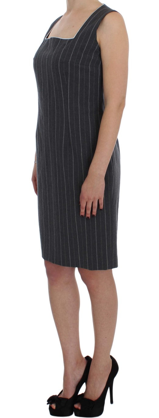 Graues Stretch-Set aus Etuikleid und Blazer