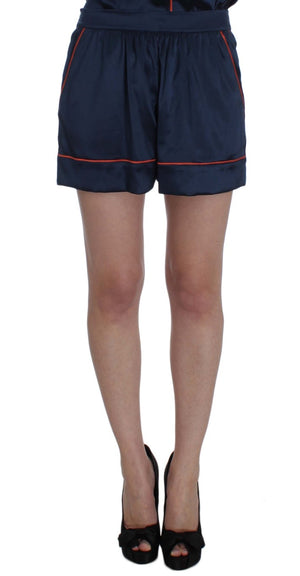 Blaue Nachtwäsche-Shorts aus Seidenstretch