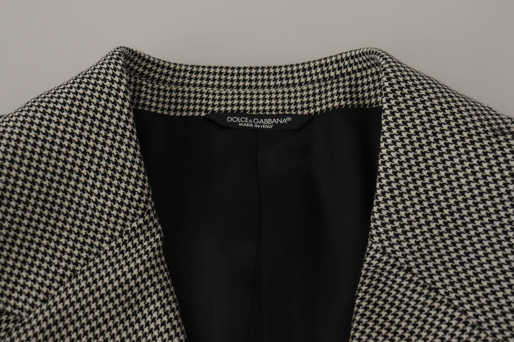 Dolce & Gabbana Gray Checkered Single Breasted Jacket Blazer