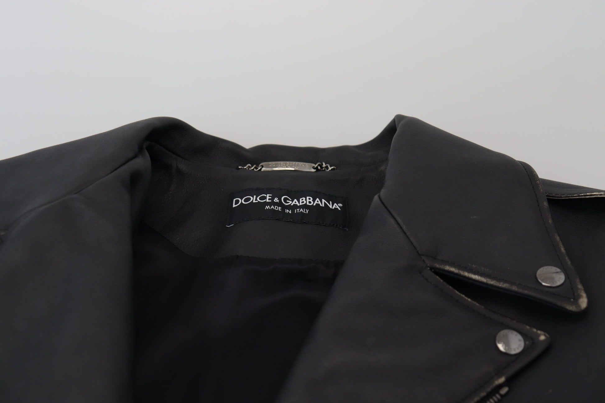 Black Leather Biker Coat Zipper Jacket