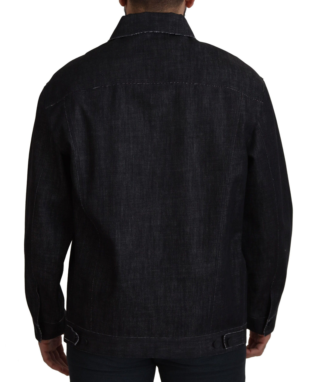 Schwarze Jeansjacke aus Baumwolle mit durchgehender Knopfleiste