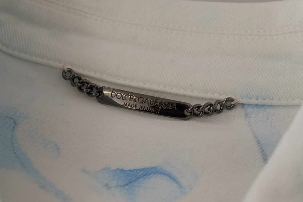 Weiße Jeansjacke aus Baumwolle mit Logostickerei