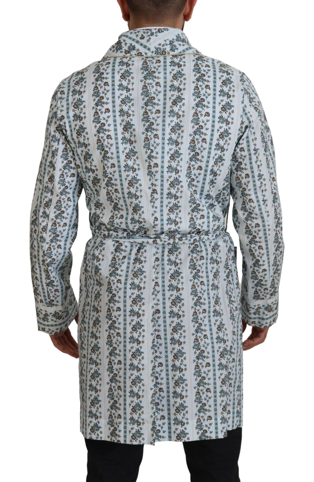 Blaue Baumwoll-Robenjacke mit Blumenmuster