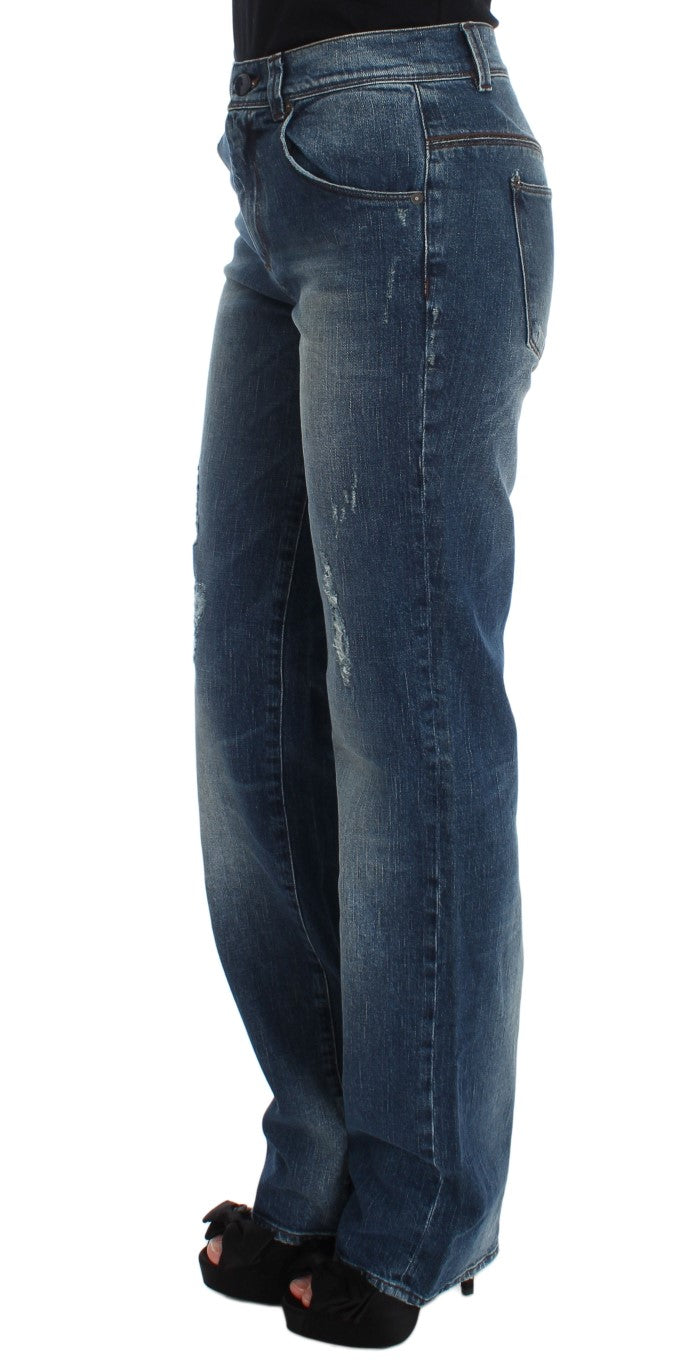 Blau verwaschene Slim Fit-Jeans aus Baumwollmischung
