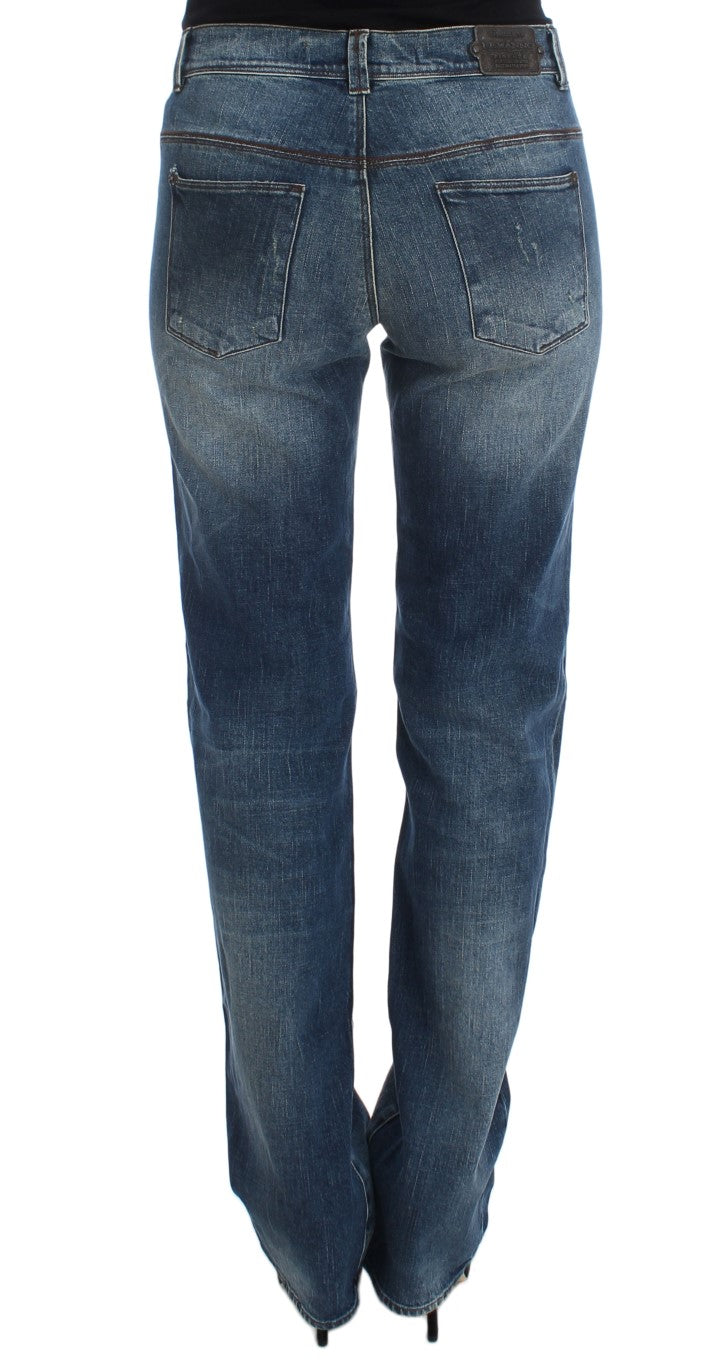 Blau verwaschene Slim Fit-Jeans aus Baumwollmischung