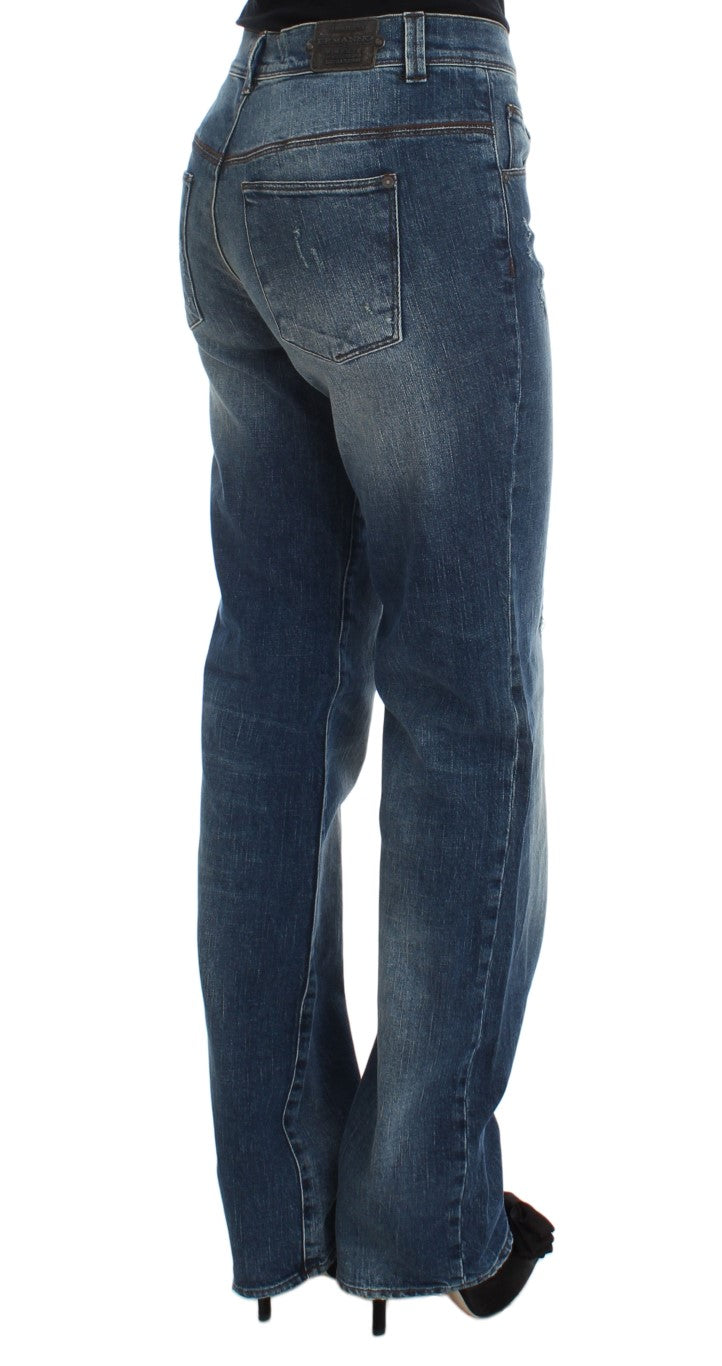 Blau verwaschene Slim Fit-Jeans aus Baumwollmischung