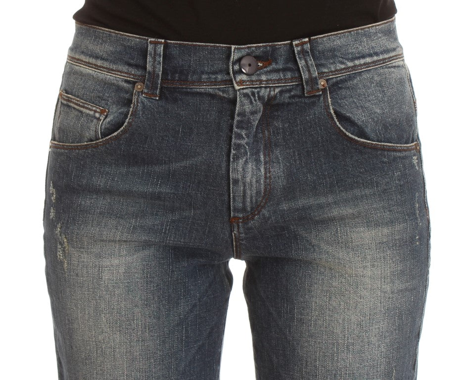 Blau verwaschene Slim Fit-Jeans aus Baumwollmischung